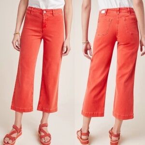 Paige Nellie high rise wide leg crop pant in vintage firecracker red size 27